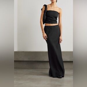 Praiyah Strapless Cropped Shirred Linen Top